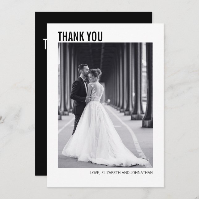 Cartões de agradecimentos de Foto Simples de Casam (Frente/Verso)