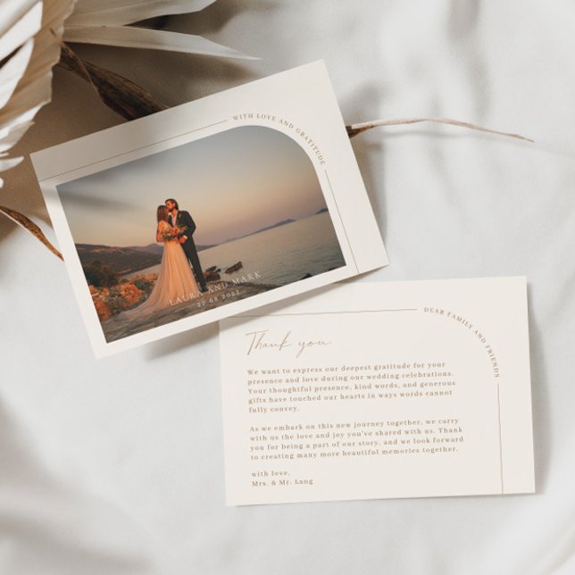 Cartões de agradecimentos de Fotografia de Arch de (Modern Minimalist Script Arch Photo Thank You Card)