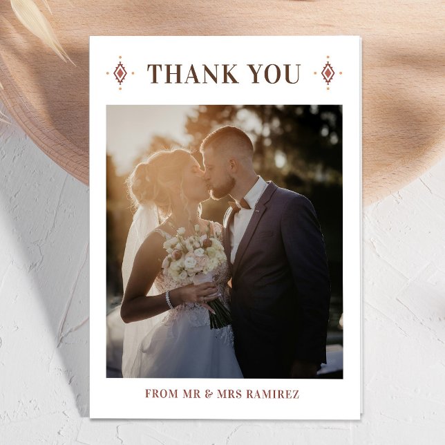 Cartões de agradecimentos de Fotografia do Casamen (Western Wedding Photo Thank You Card)