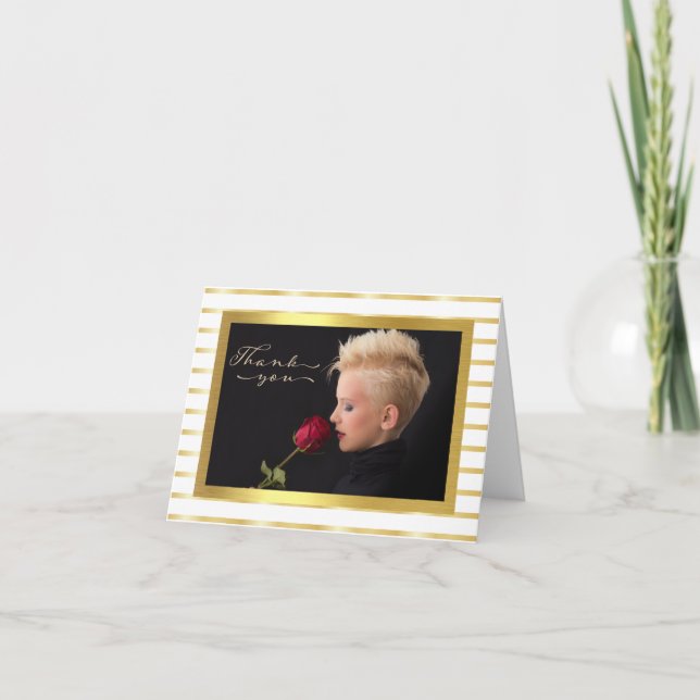 Cartões de agradecimentos de Fotografia Dourada El (Frente)