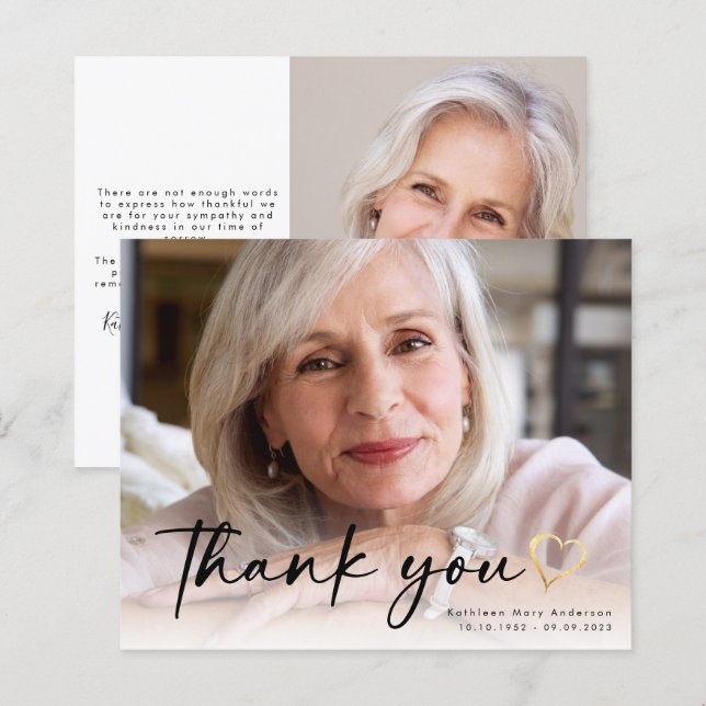 CARTÕES DE AGRADECIMENTOS de Fotografia Funeral do (Frente/Verso)