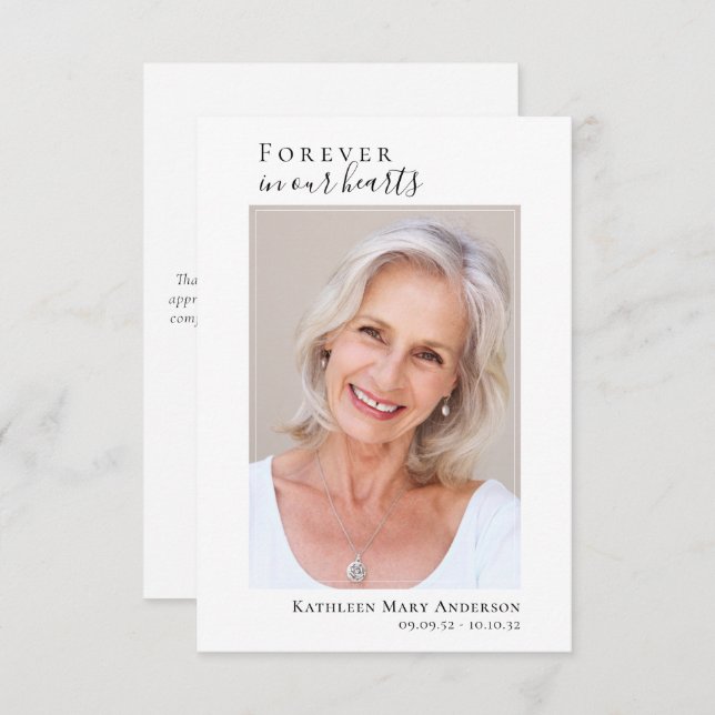 Cartões de agradecimentos de Fotografia Funeral Si (Frente/Verso)