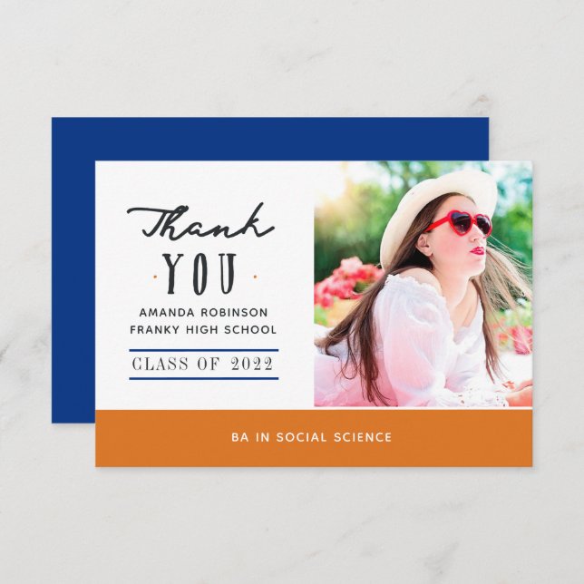 Cartões de agradecimentos de Fotos de Graduação La (Frente/Verso)