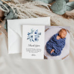 cartões de agradecimentos de fotos do batismo azul<br><div class="desc">obrigado de batismo floral azul-aquarela você cartão com fotos. O texto e a redação,  bem como outras características deste design,  podem ser personalizados.</div>