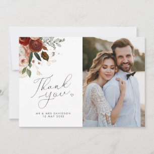 cartões de agradecimentos de fotos florais rústi