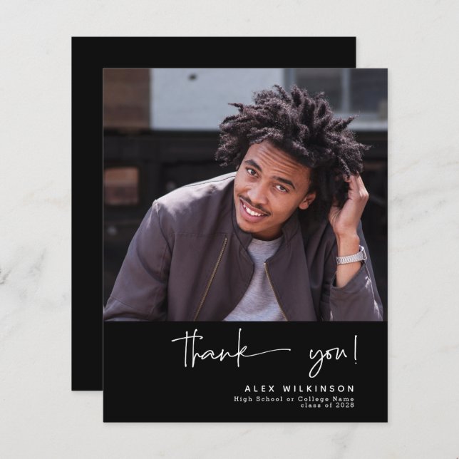 CARTÕES DE AGRADECIMENTOS de Fotos Minimalista de  (Frente/Verso)