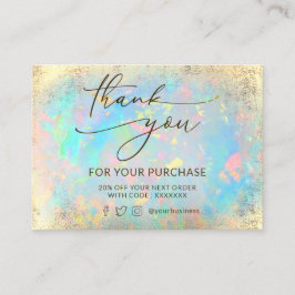 cartões de agradecimentos de fundo opal de folha f