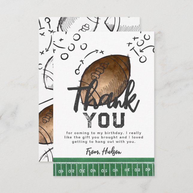 Cartões de agradecimentos De Futebol Da Watercolor (Frente/Verso)