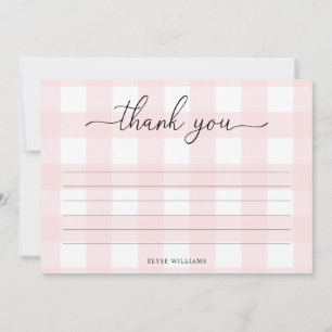 Cartões de agradecimentos de Gingham Rosa