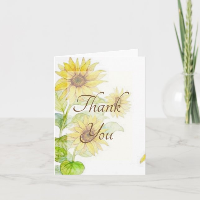 Cartões de agradecimentos de girassóis (Frente)