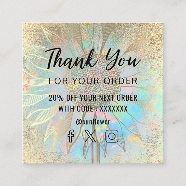 cartões de agradecimentos de girassol (Frente)