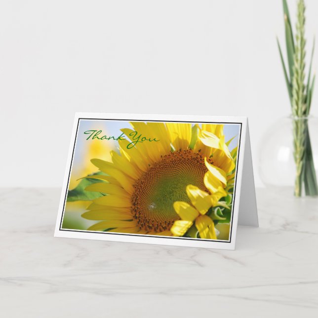 Cartões de agradecimentos de girassol (Frente)