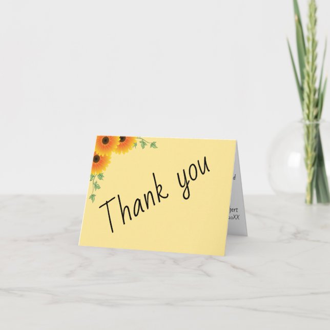 Cartões de agradecimentos de girassol ascensão (Frente)