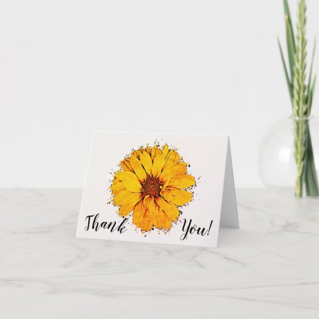 Cartões de agradecimentos de girassol dobrado (Frente)