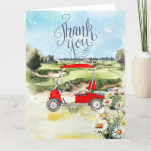 Cartões de agradecimentos de golfe com aquarela de