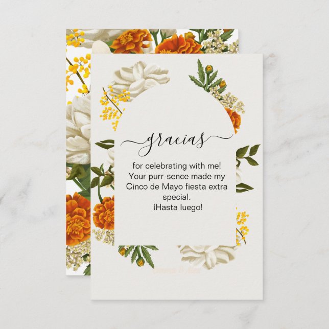 Cartões de agradecimentos de Gracias Floral Mexica (Frente/Verso)