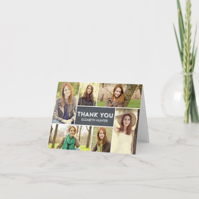 Cartões de agradecimentos de Graduação de Foto - G (Frente)