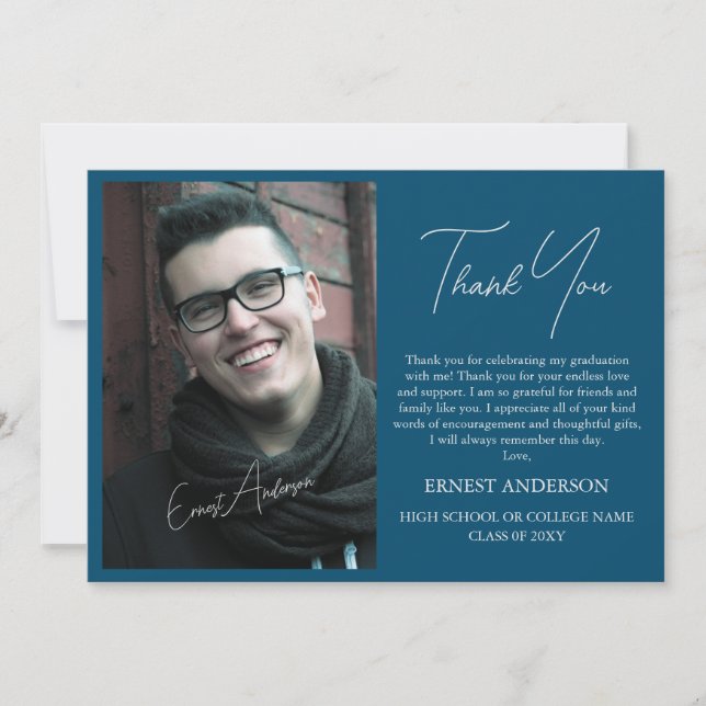 Cartões de agradecimentos de Graduação de Foto Sim (Frente)