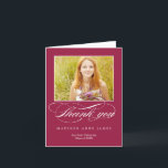 Cartões de agradecimentos de Graduação de Script B<br><div class="desc">Personalize este cartões de agradecimentos moderno e prepare-se para enviar a sua nota em estilo. Design © berryberrysweet.com</div>