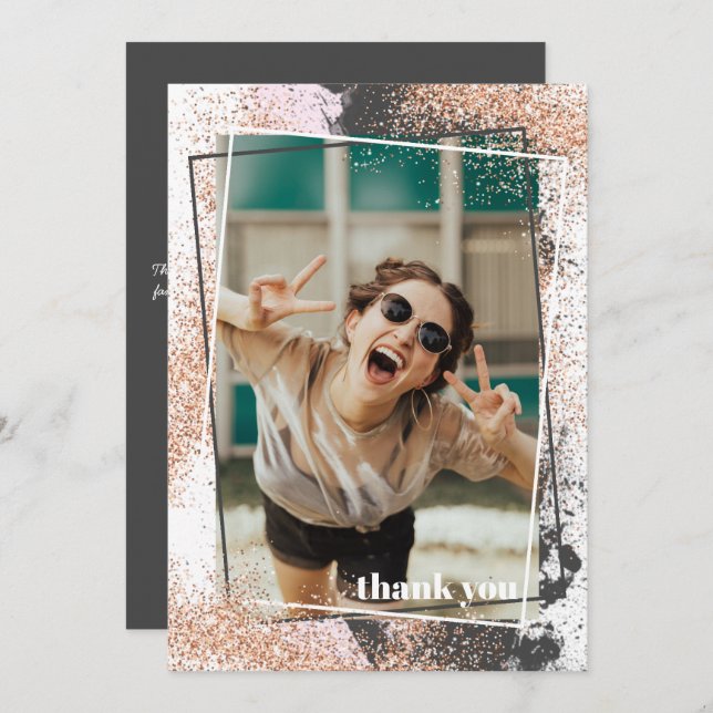 Cartões de agradecimentos de Graduação Dourada Ele (Frente/Verso)