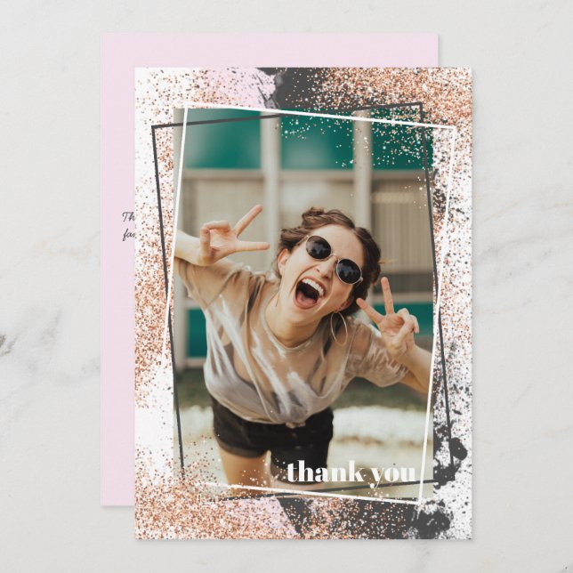 Cartões de agradecimentos de Graduação Dourada Ele (Frente/Verso)