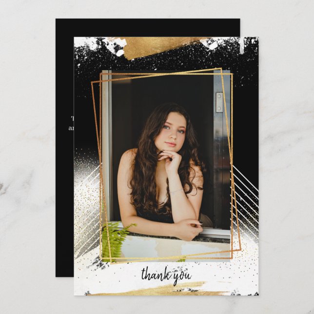 Cartões de agradecimentos de Graduação Dourado e p (Frente/Verso)