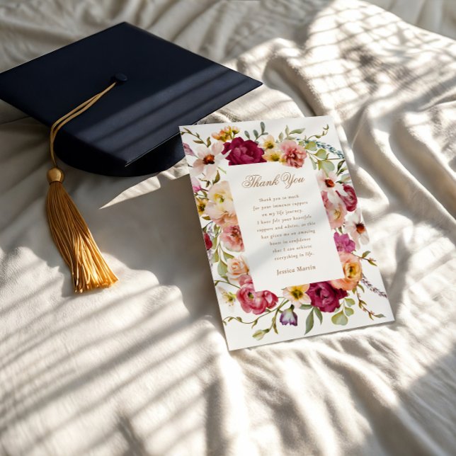 Cartões de agradecimentos de Graduação Floral de S (Criador carregado)