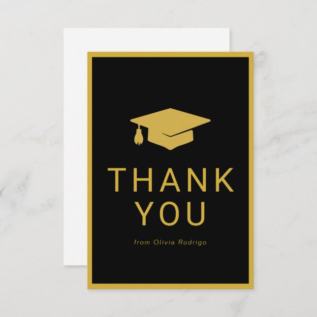 Cartões de agradecimentos de Graduação Minimalista (Frente/Verso)