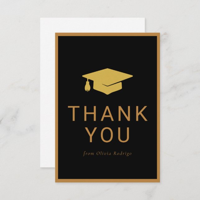 Cartões de agradecimentos de Graduação Minimalista (Frente/Verso)