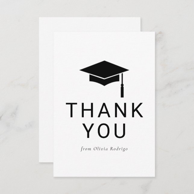Cartões de agradecimentos de Graduação Minimalista (Frente/Verso)