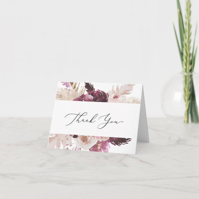 Cartões de agradecimentos de Grass Boho Pampas (Frente)