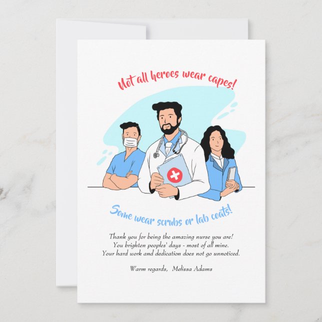 Cartões de agradecimentos de Heróis Médicos (Frente)
