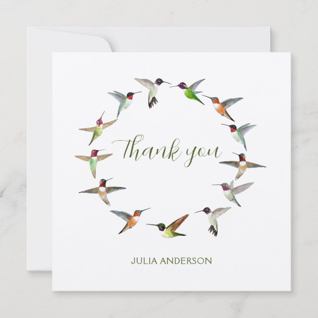 Cartões de agradecimentos de Hummingbird Personali (Frente)