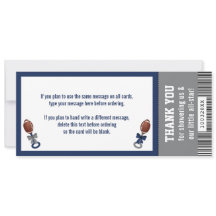 Cartões de agradecimentos de ingresso de futebol,