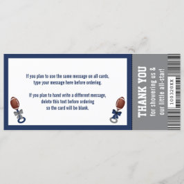 Cartões de agradecimentos de ingresso de futebol,