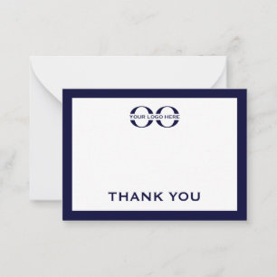 Cartões de agradecimentos de logotipo azul e branc