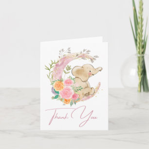Cartões de agradecimentos de Lua Floral Elefante