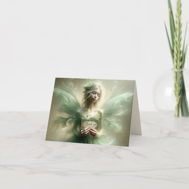 Cartões de agradecimentos DE MADEIRA DE FAIRY (Frente)