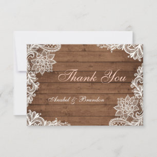 Cartões de agradecimentos de madeira rústicos do
