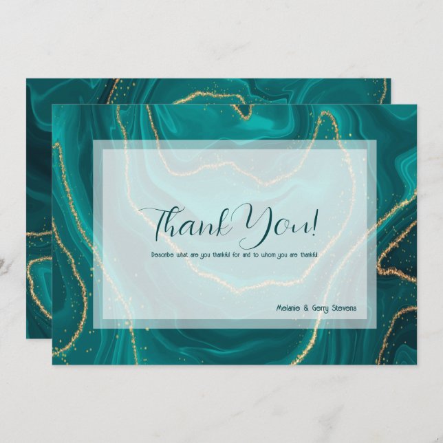 Cartões de agradecimentos de mármore líquido de tu (Frente/Verso)