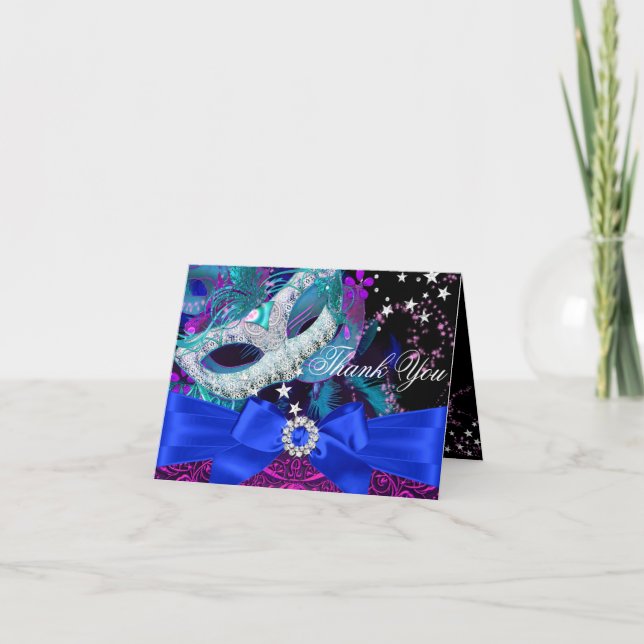Cartões de agradecimentos de Máscara e Arco Sparkl (Frente)