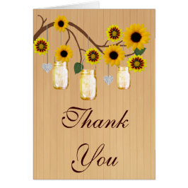 Cartões de agradecimentos de Mason Jars Amarelo-Ru