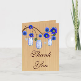 Cartões de agradecimentos de Mason Jars Blue Rusti