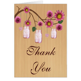 Cartões de agradecimentos de Mason Jars Rosa-Rosa-