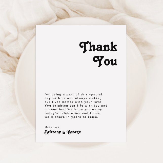 Cartões de agradecimentos de Mesa com Letra Retroa (Criador carregado)