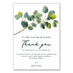 Cartões de agradecimentos de Mesa Eucalyptus branc