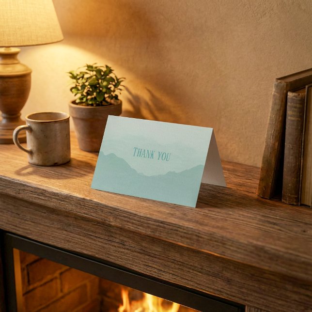 Cartões de agradecimentos de montagem azul e verde (Blue and green mountains thank you card.)
