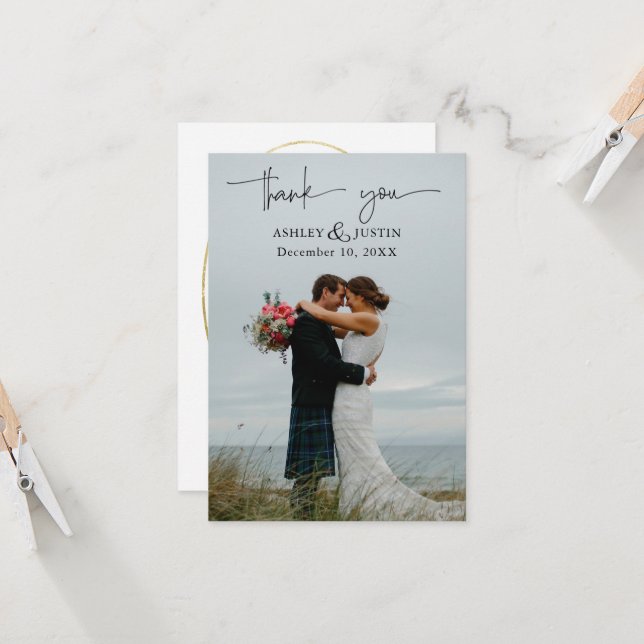 Cartões de agradecimentos de na moda de denim e de (Frente/Verso In Situ)