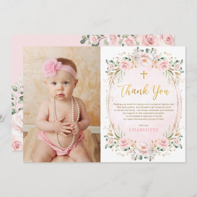 Cartões de agradecimentos de Natal com Batismo Flo (Frente/Verso)