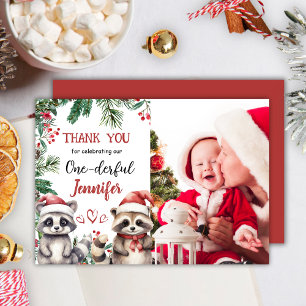 Cartões de agradecimentos de Natal de Cute Raccoon
